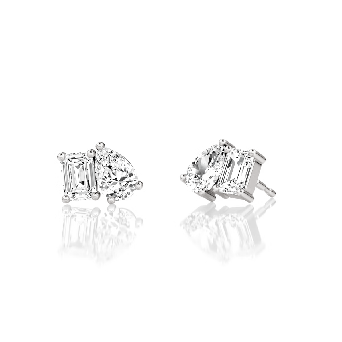 1 to 4 carats 2 Stone Perfect Match Earrings