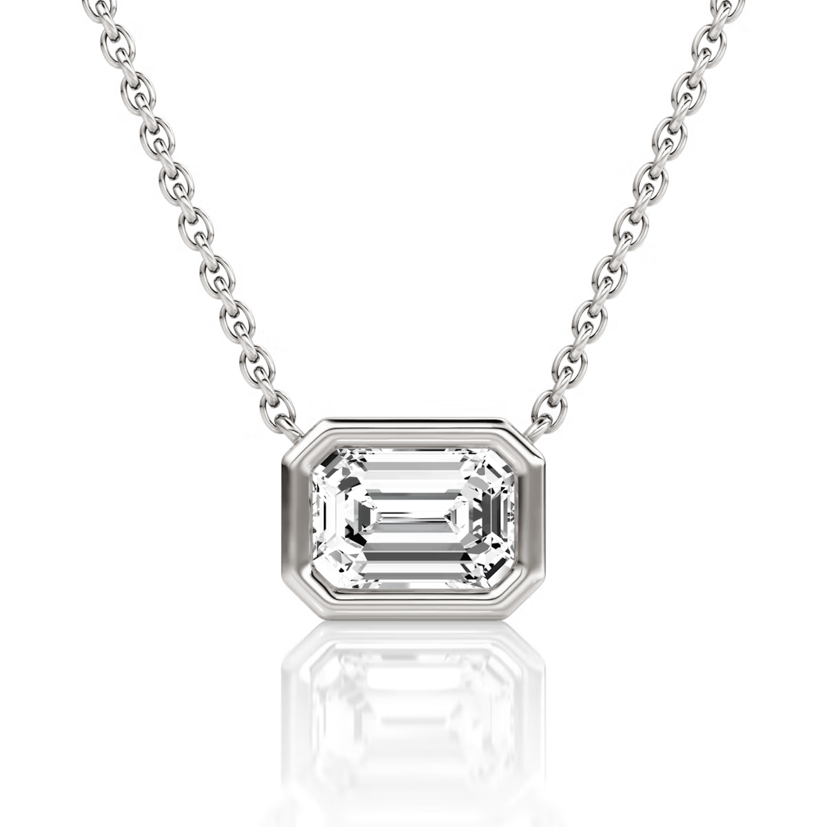 Emerald Cut Bezel Necklace