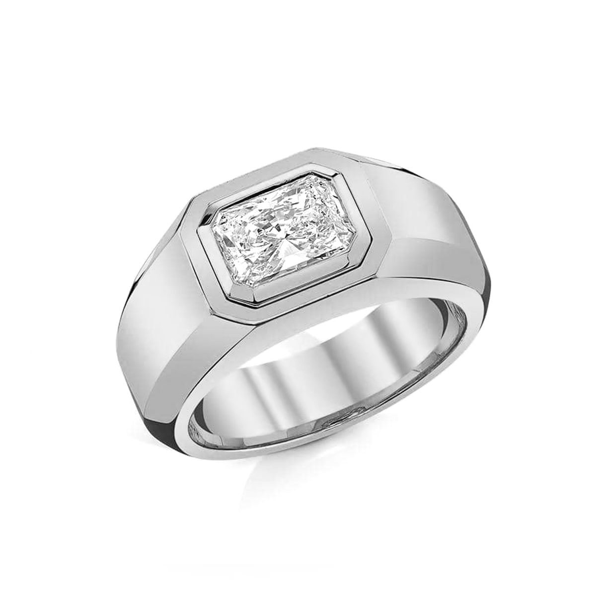 14K Radiant Cut Men's Diamond RIng