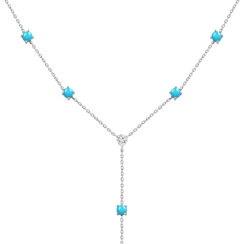 18K Gold,Natural Diamond,Turqoise Necklace