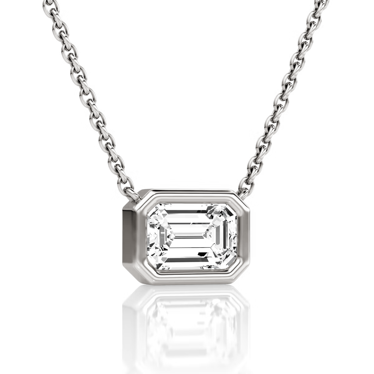 Emerald Cut Bezel Necklace