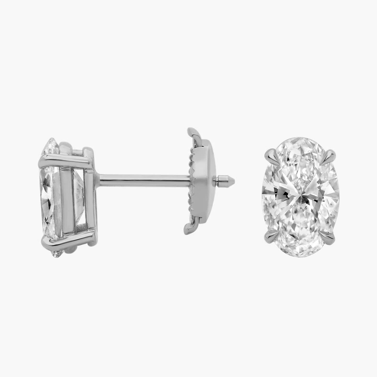 2 to 4 Carat Oval Diamond Stud Earrrings