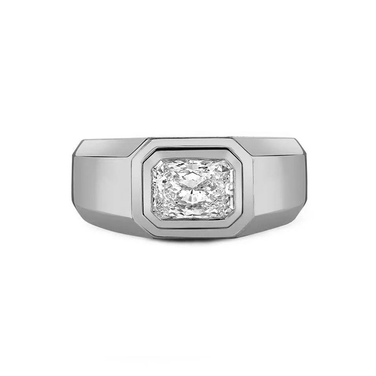 14K Radiant Cut Men's Diamond RIng
