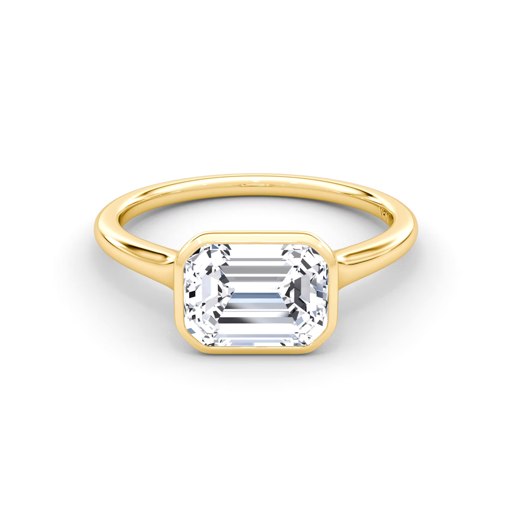 3 Carats Emerald Cut Bezel Diamond Ring