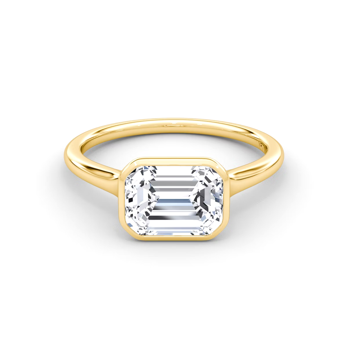 3 Carats Emerald Cut Bezel Diamond Ring