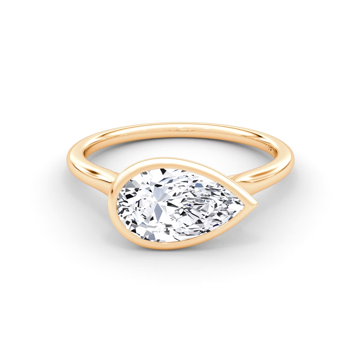 2.5 Carats Pear Shape Bezel Diamond Ring