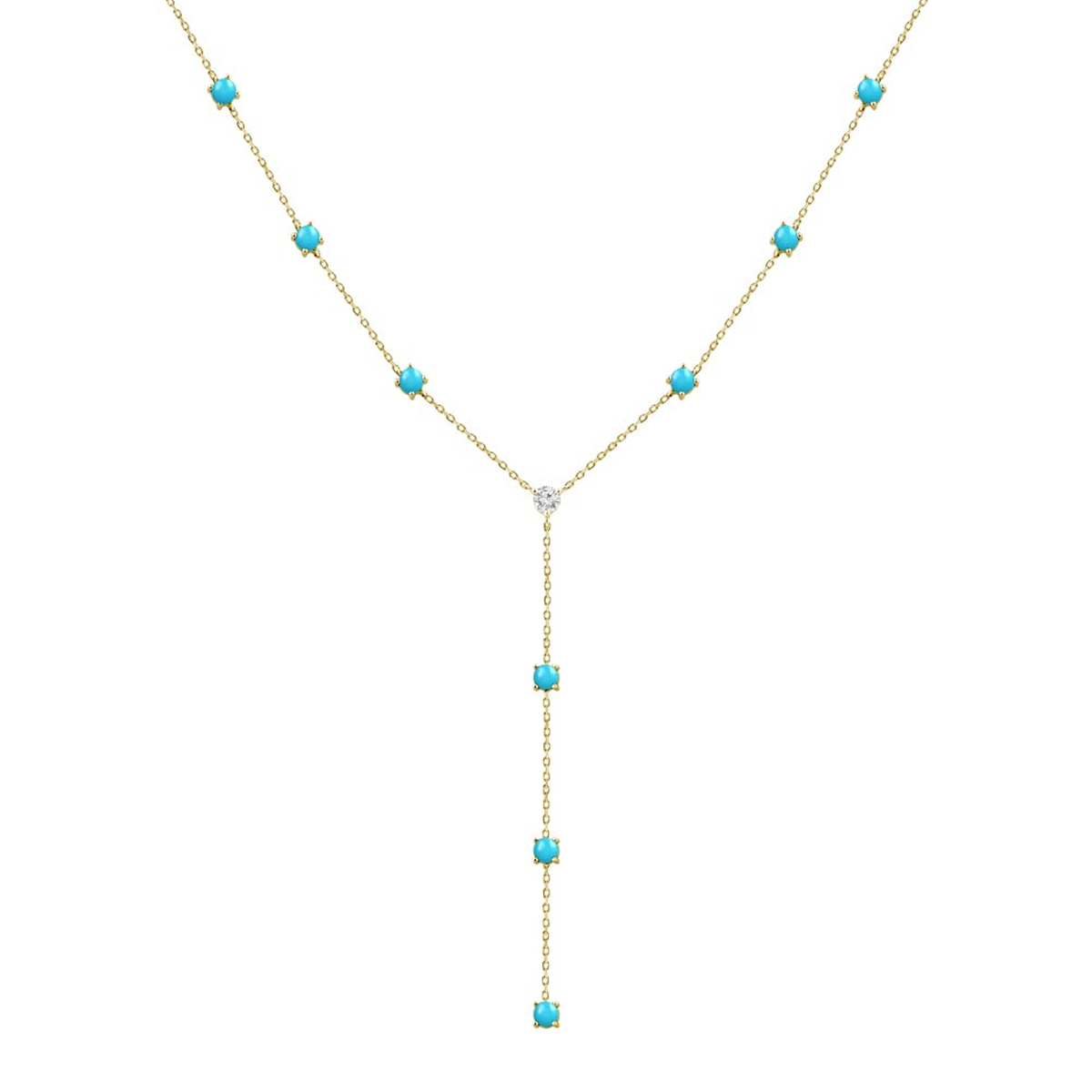 18K Gold,Natural Diamond,Turqoise Necklace