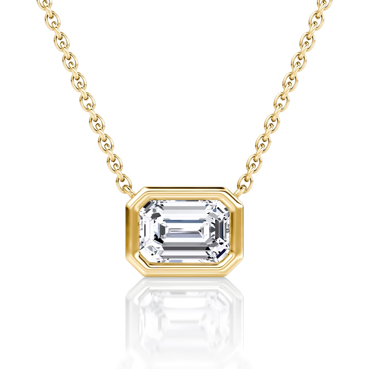 Emerald Cut Bezel Necklace