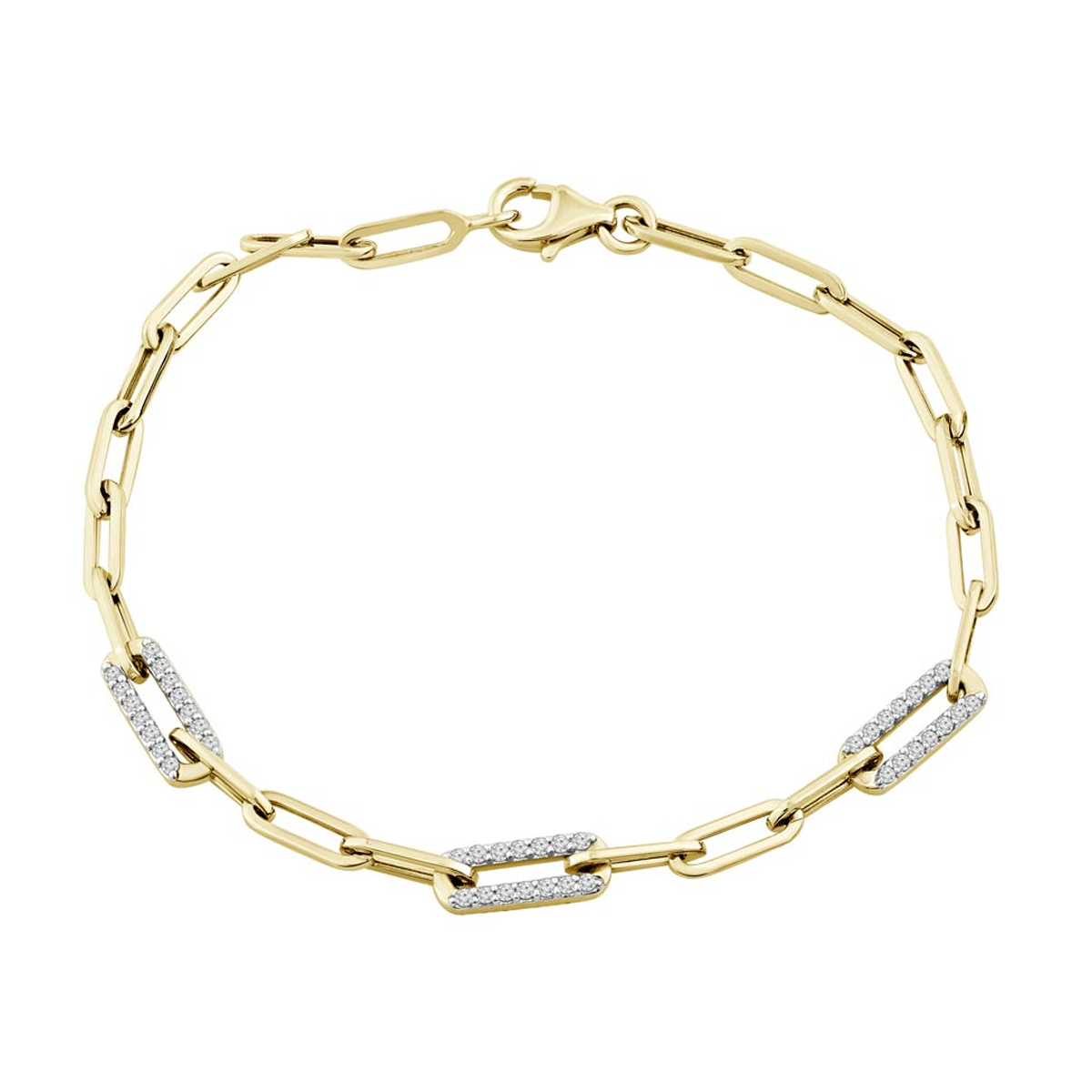 18K Paper Clip Natural Diamond Bracelet