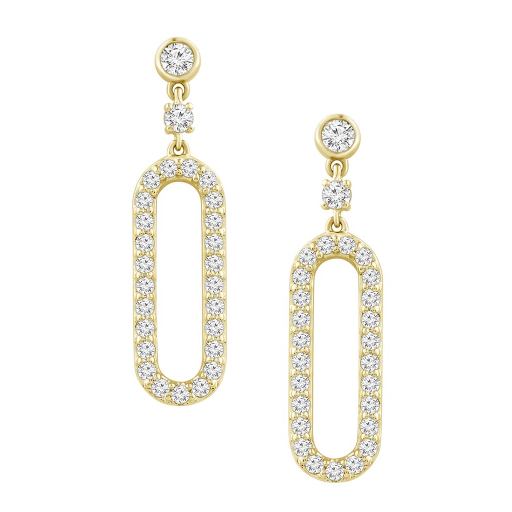18K Gold, Natural Diamond / Paper clip earrings