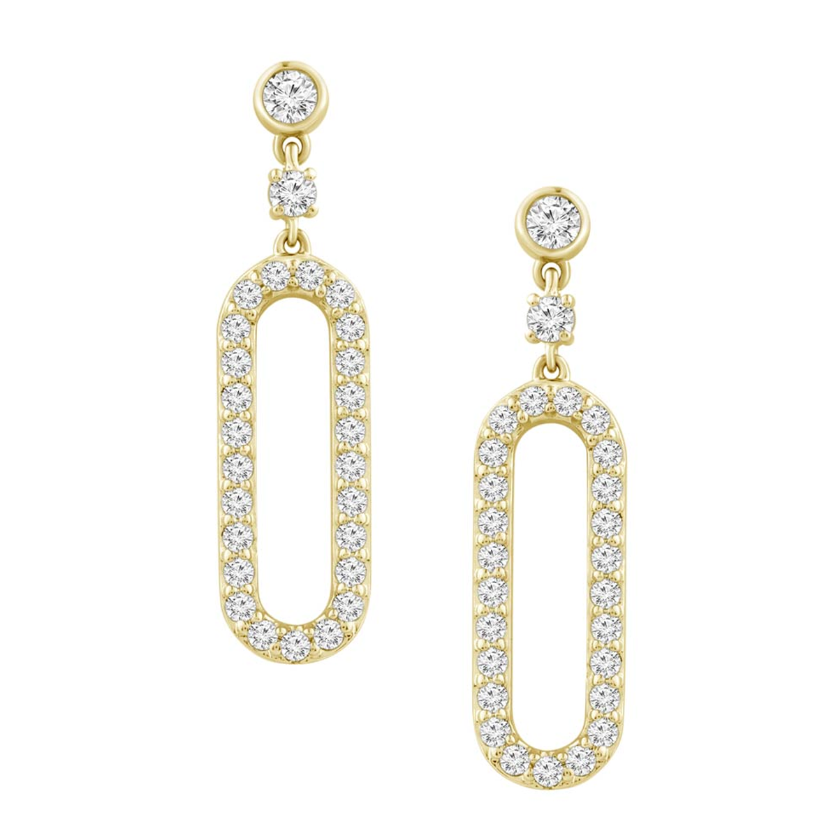 18K Gold, Natural Diamond / Paper clip earrings