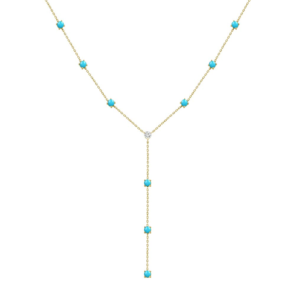 18K Gold,Natural Diamond,Turqoise Necklace