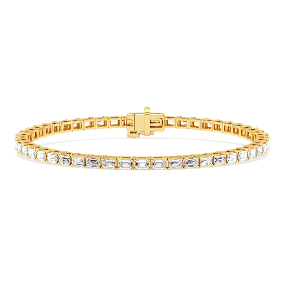 East West Emerald Cut Lab Grown Tennis Bracelet