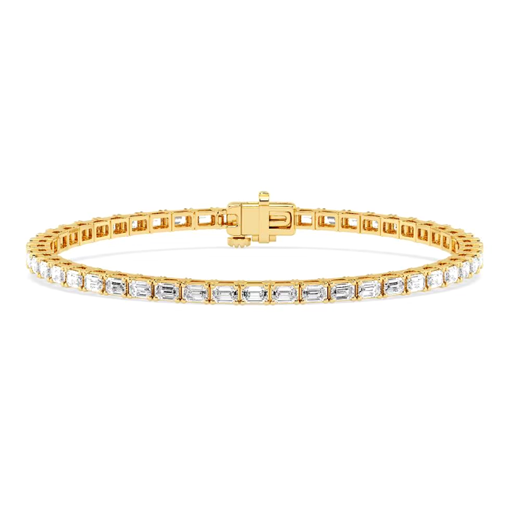 East West Emerald Cut Lab Grown Tennis Bracelet