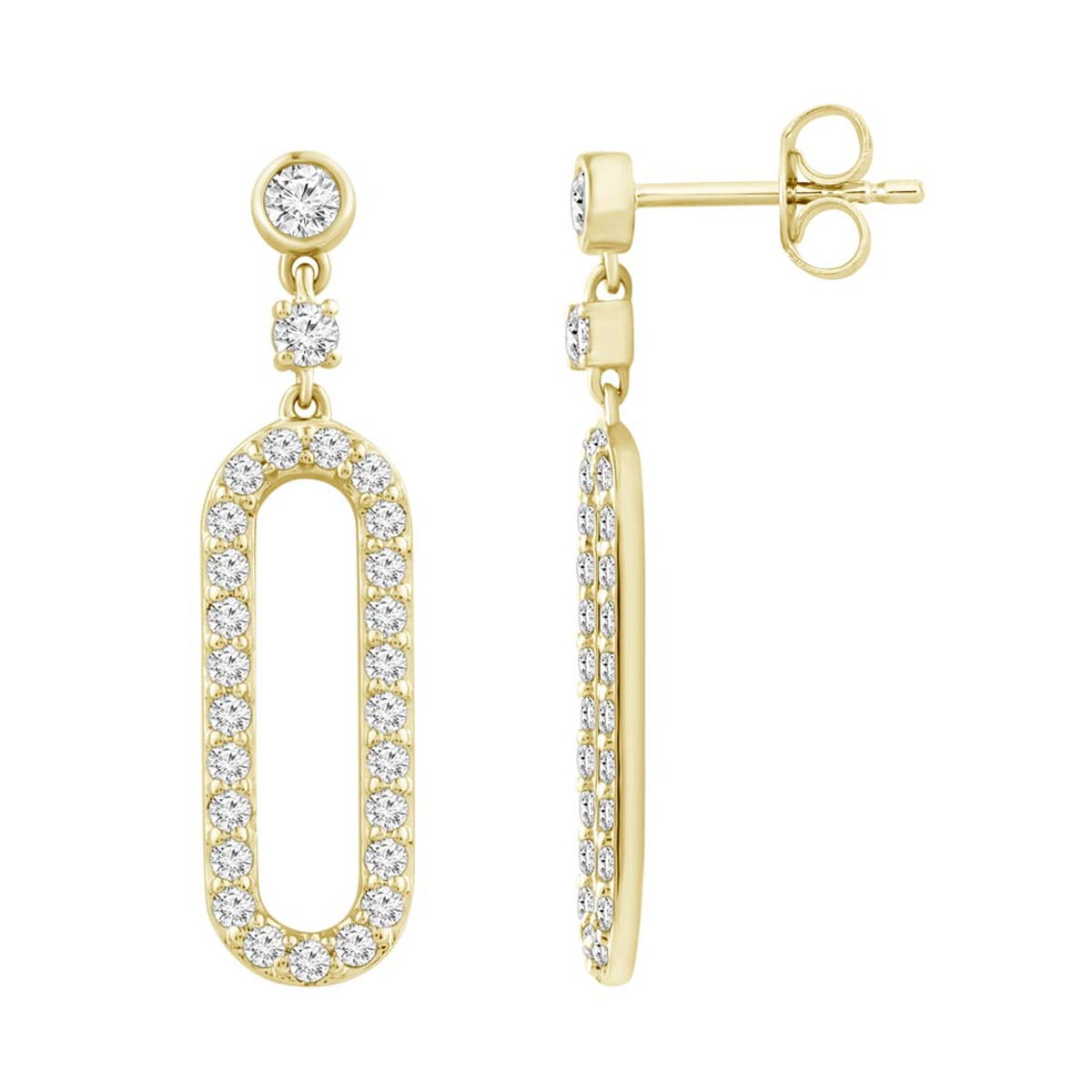 18K Gold, Natural Diamond / Paper clip earrings
