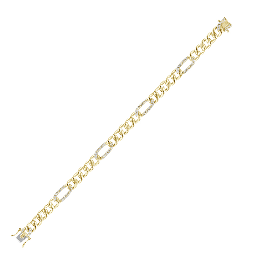 14K Paper Natural Diamond CUBAN Bracelet