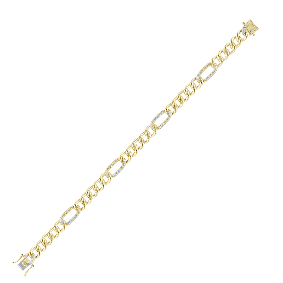 14K Paper Natural Diamond CUBAN Bracelet