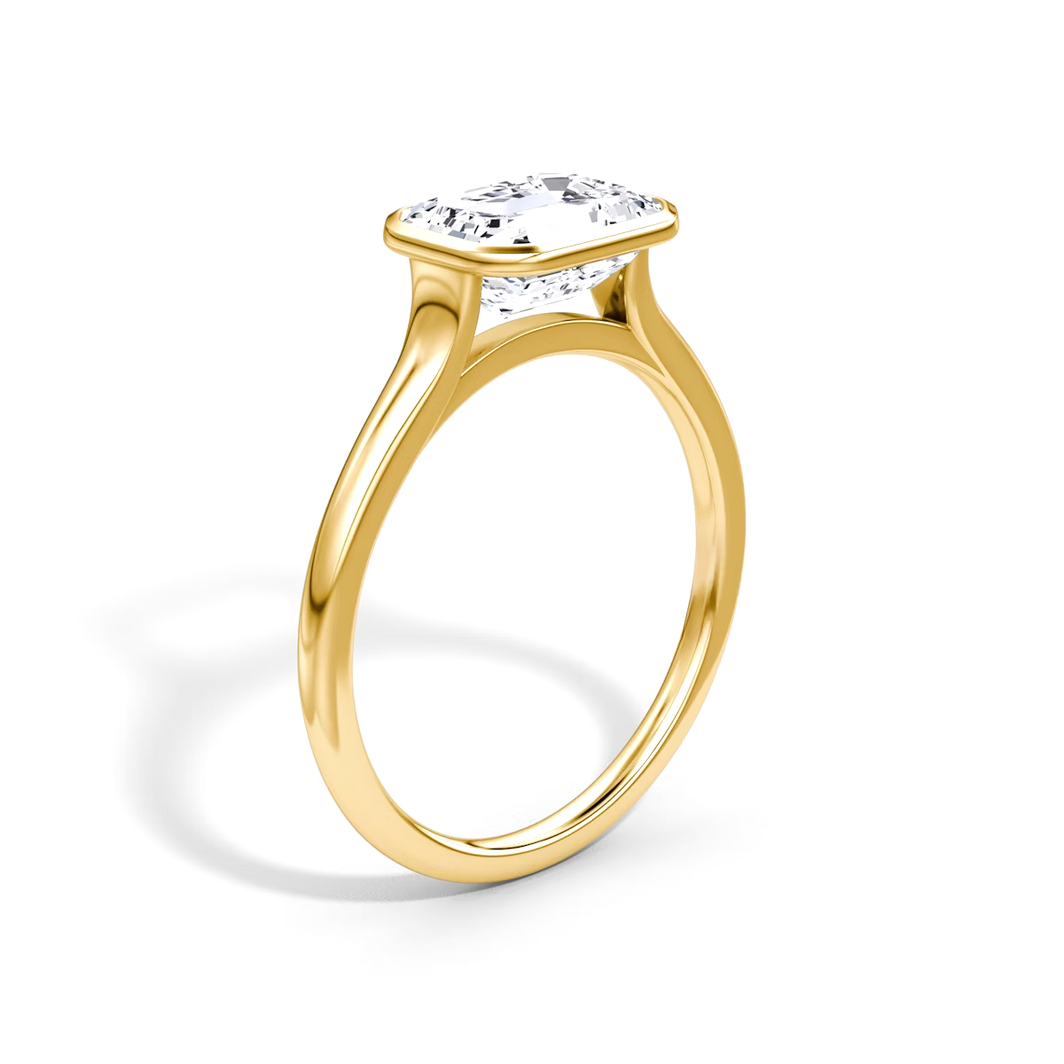 3 Carats Emerald Cut Bezel Diamond Ring