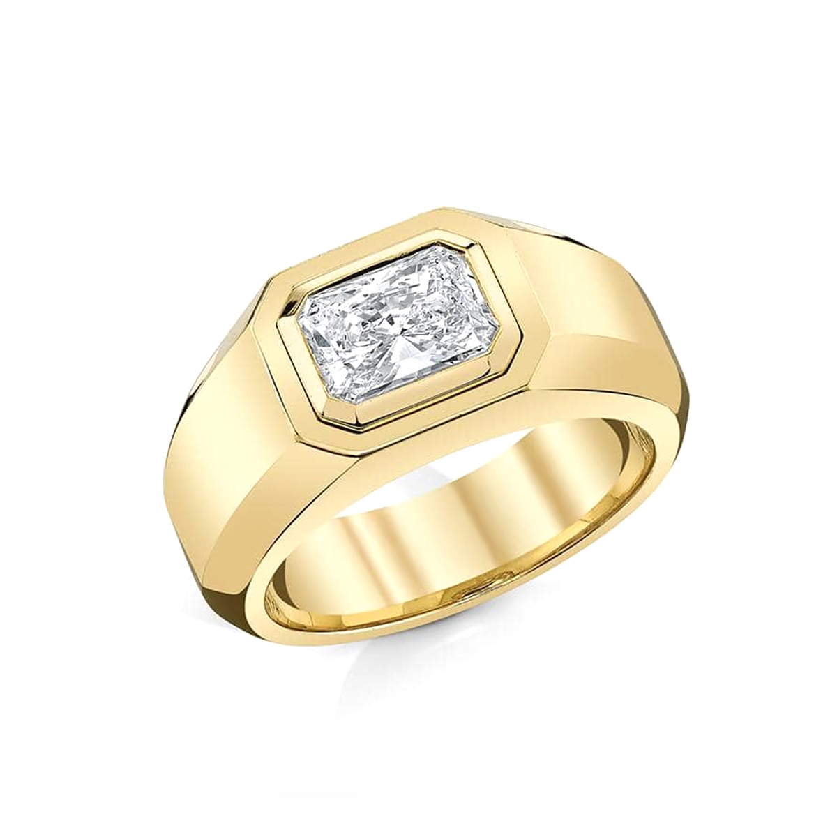 14K Radiant Cut Men's Diamond RIng