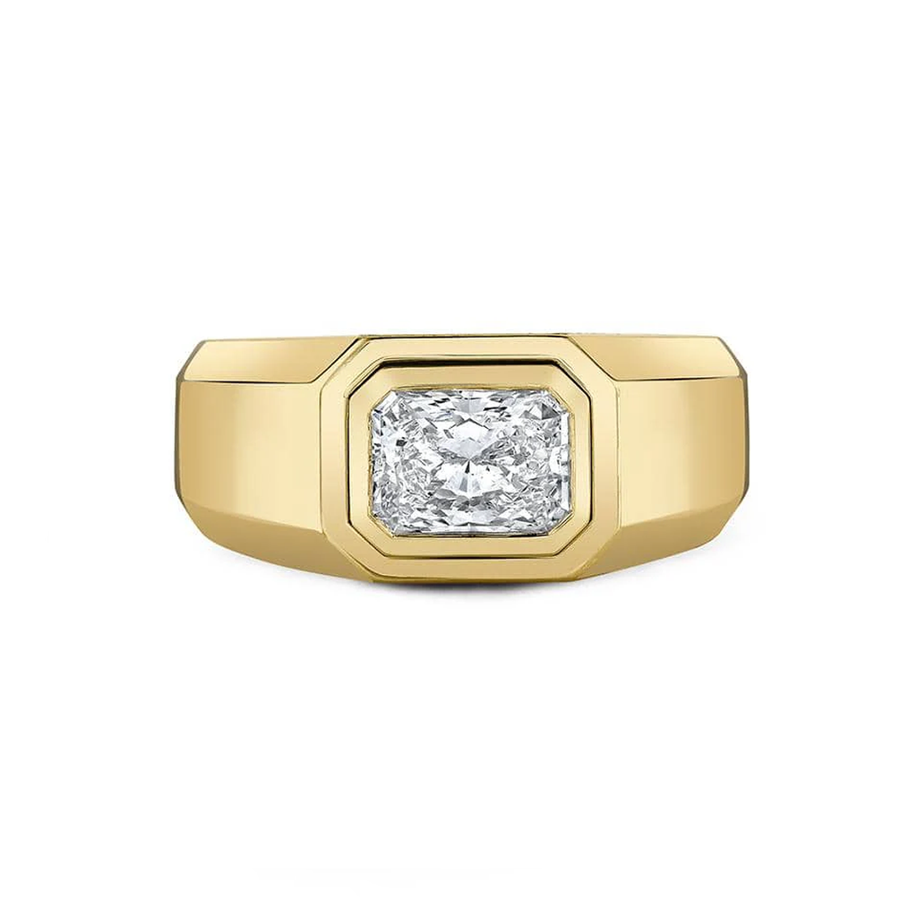 14K Radiant Cut Men's Diamond RIng