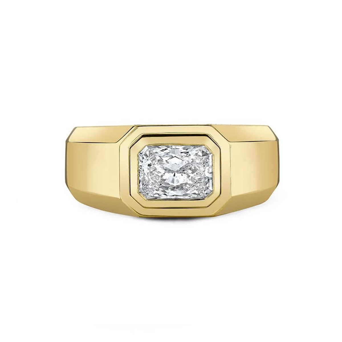 14K Radiant Cut Men's Diamond RIng